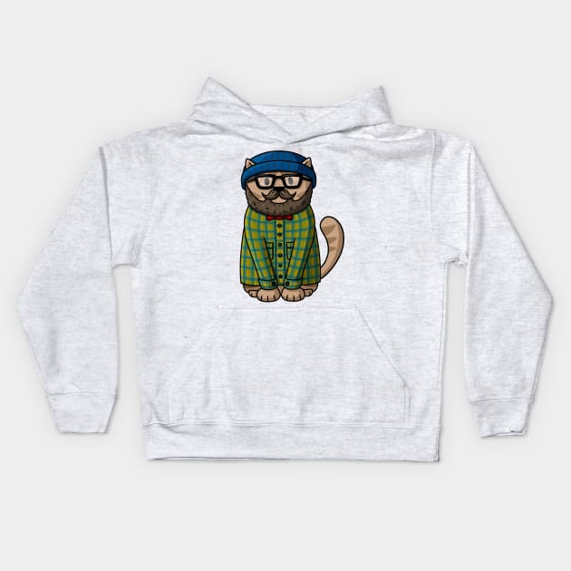 Hipster Cat Kids Hoodie by Doodlecats 